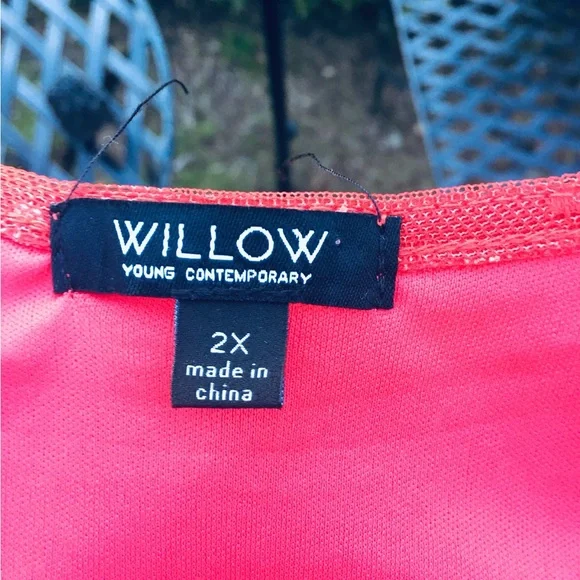 Willow Red Smocked  stretchy mesh lined Peplum Tank Top - Picture 2 of 13